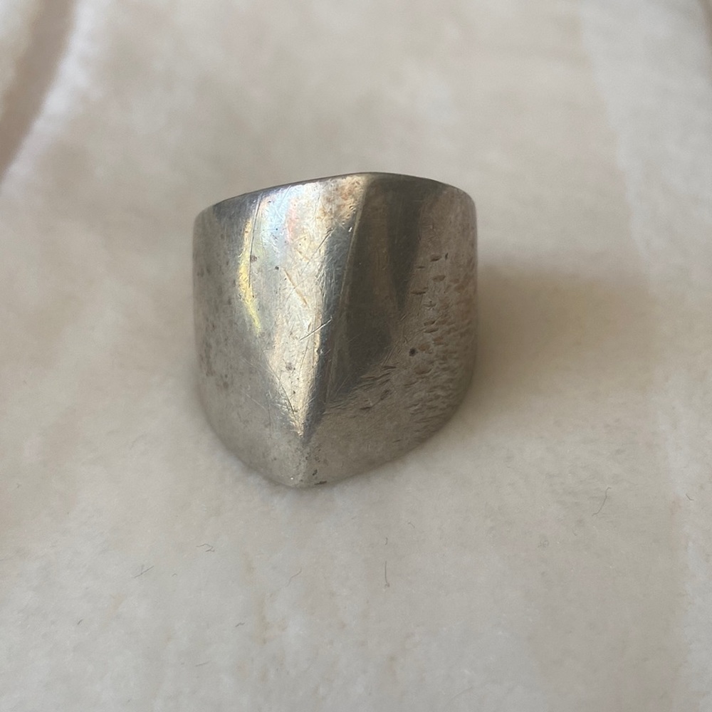 ELLE sterling silver 925 wide abstract textured ring